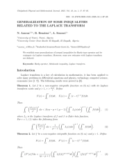 GENERALIZATION OF SOME INEQUALITIES RELATED TO THE LAPLACE TRANSFORM