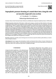 Superplastic pressure forming of a metal sheet into a long die with an isosceles trapezoid cross section