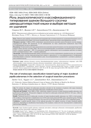 Роль эндоскопического классификационного типирования аденом большого сосочка двенадцатиперстной кишки в выборе методик их удаления