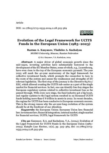 Evolution of the Legal Framework for UCITS Funds in the European Union (1985-2023)