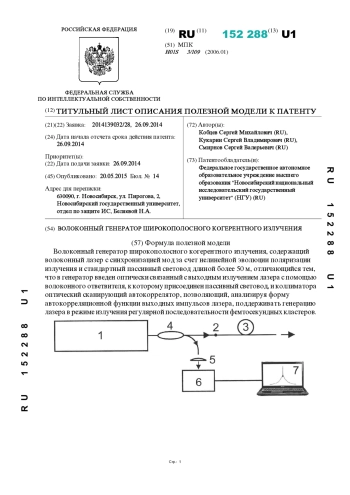 ВОЛОКОННЫЙ ГЕНЕРАТОР ШИРОКОПОЛОСНОГО КОГЕРЕНТНОГО ИЗЛУЧЕНИЯ